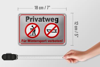 Plaque en tôle chemin privé 18x12cm pour décoration interdite aux sports d'hiver 5