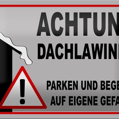 Blechschild Hinweis 18x12cm Achtung Dachlawinen Gefahr Dekoration