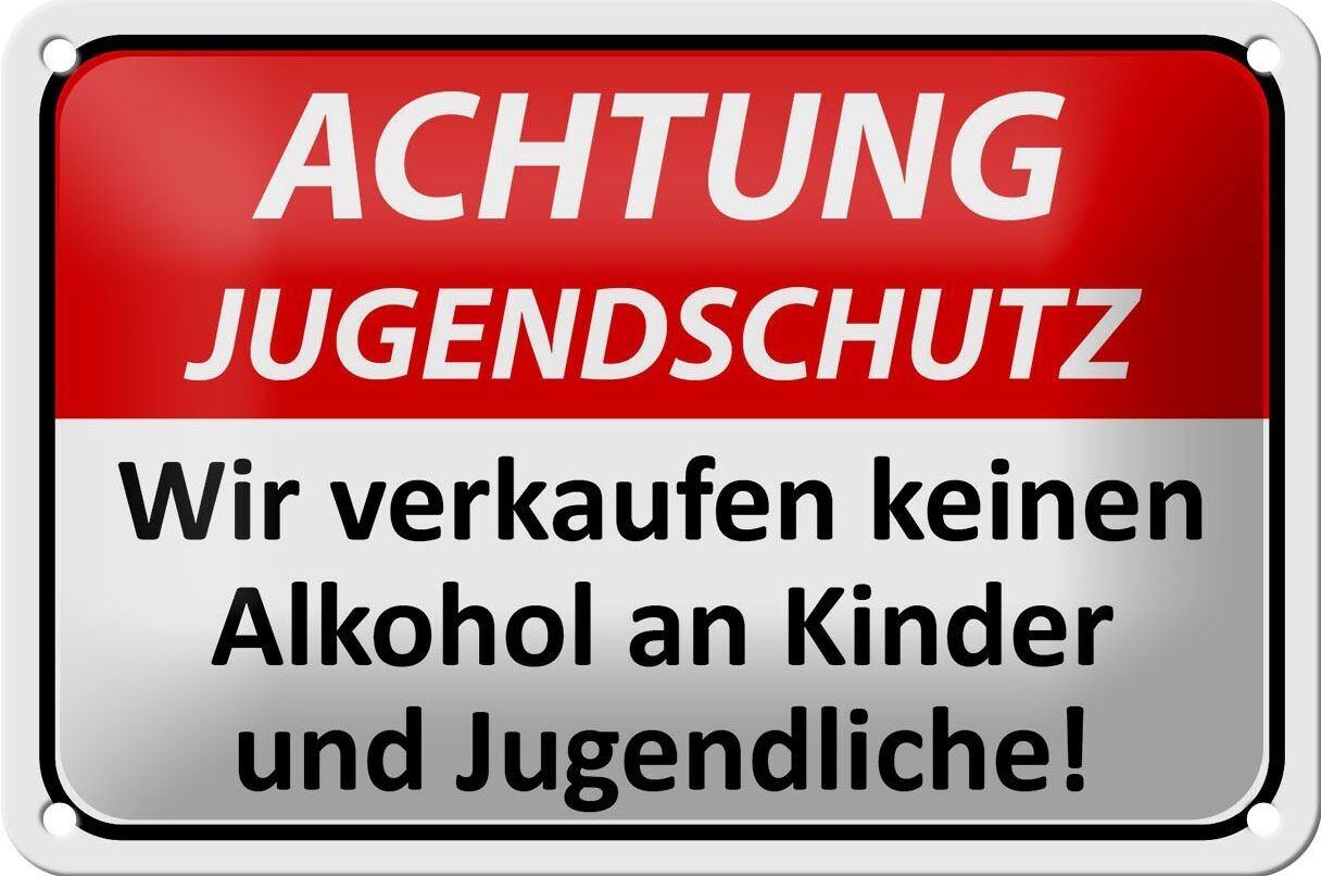 Targa in metallo Attenzione 18x12 cm protezione bambini senza decorazione