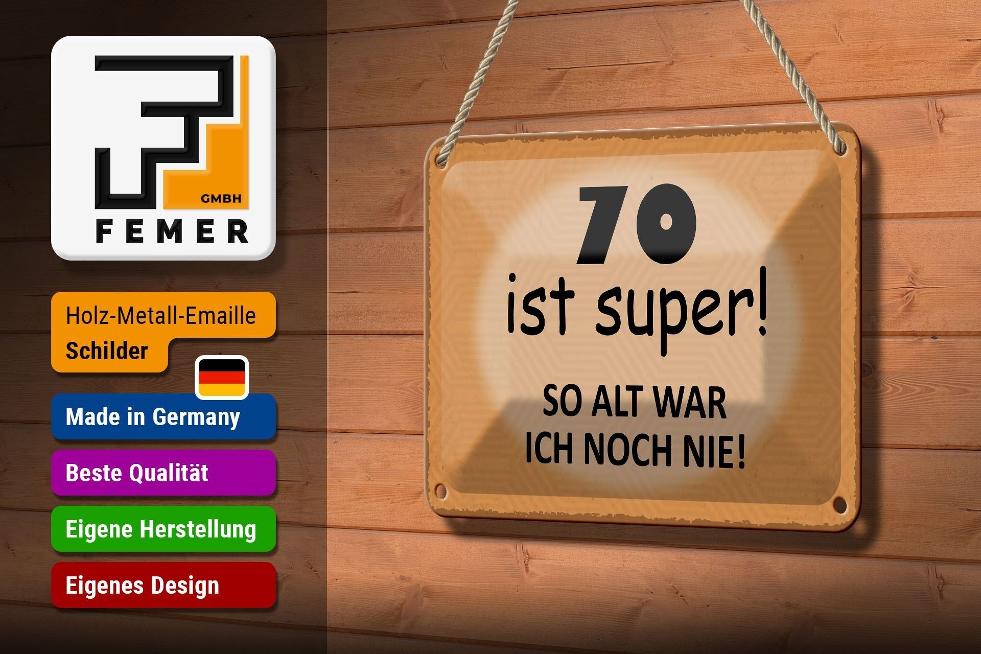 Blechschild Spruch 18x12cm 70 Jahre Jubiläum Geburtstag Dekoration