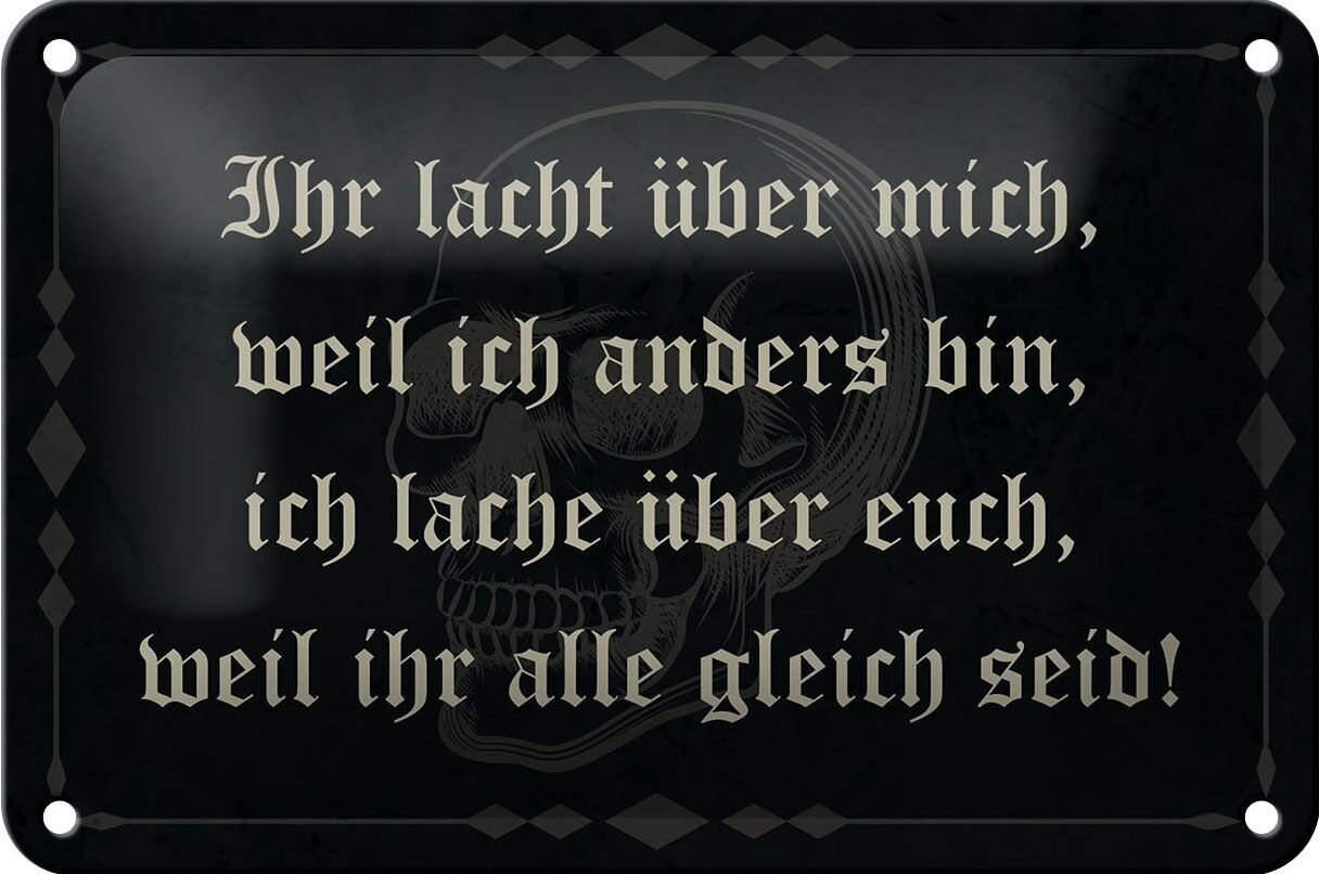 Targa in metallo con scritta 18x12 cm ridi perché sono diverso, decorazione