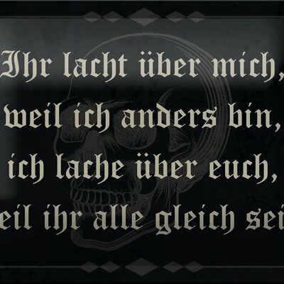 Blechschild Spruch 18x12cm ihr lacht weil ich anders bin Dekoration