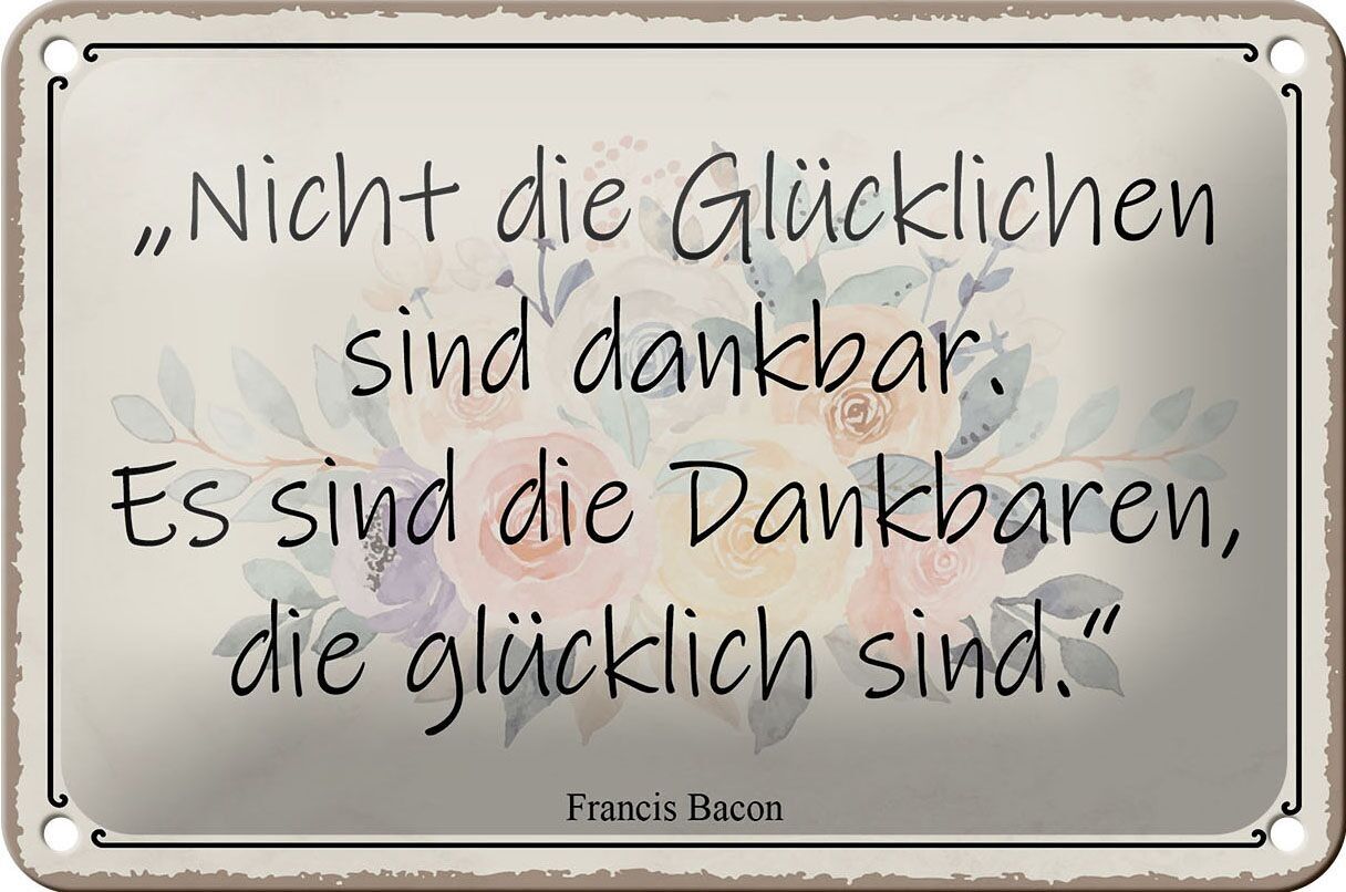 Targa in metallo 18x12 cm con scritta "Non felice, sono grato", decorazione