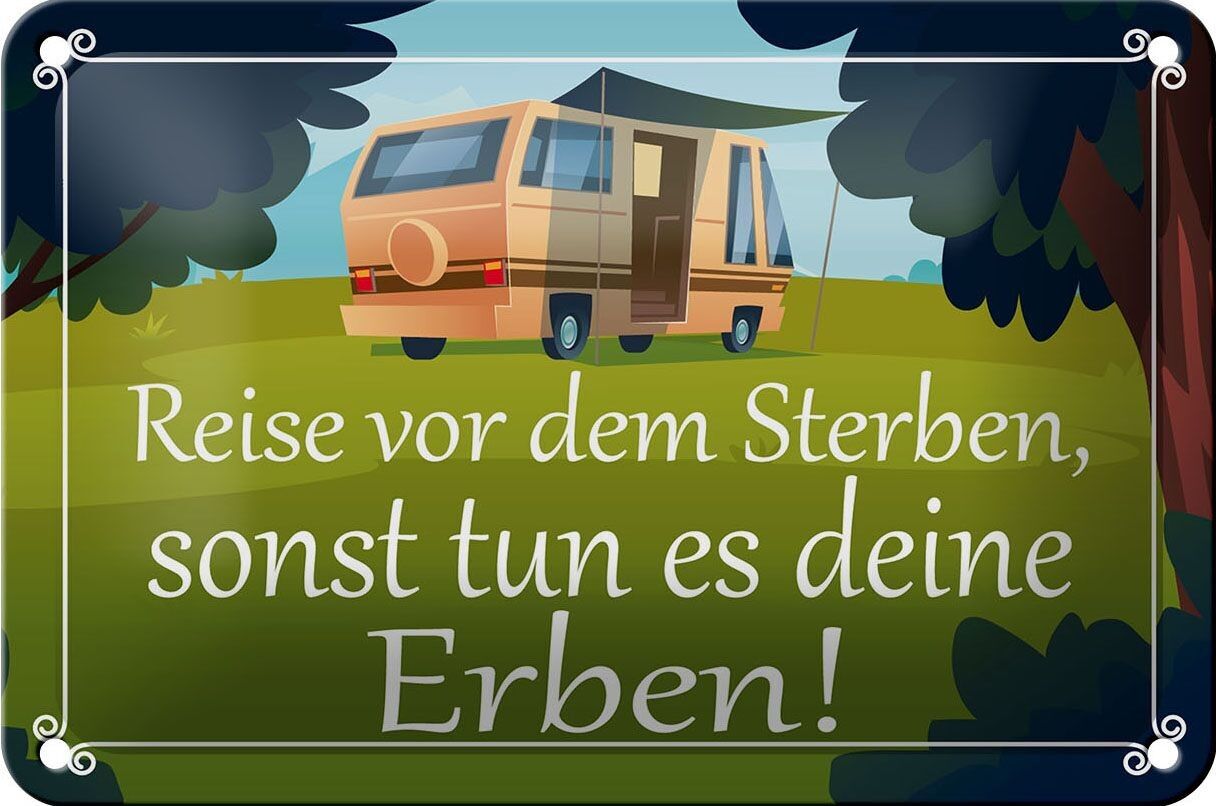 Targa in metallo con scritta "Viaggio prima di morire" decorazione da 18 x 12 cm