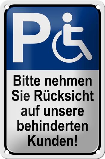 Plaque de stationnement en tôle 12x18cm, décoration pour clients handicapés 1