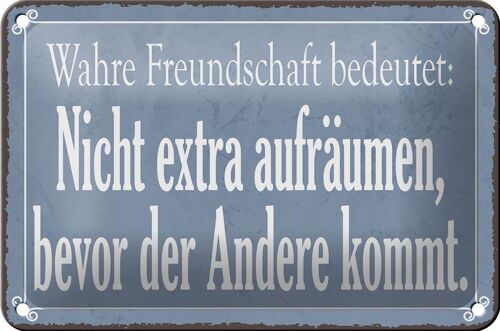 Blechschild Spruch 18x12cm wahre Freundschaft bedeutet Dekoration