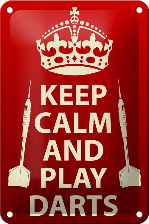 Blechschild Spruch 12x18cm Keep Calm and play Darts Dekoration