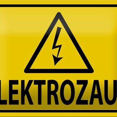 Aviso de letrero de estaño, decoración de precaución de señal de advertencia de valla eléctrica de 18x12cm