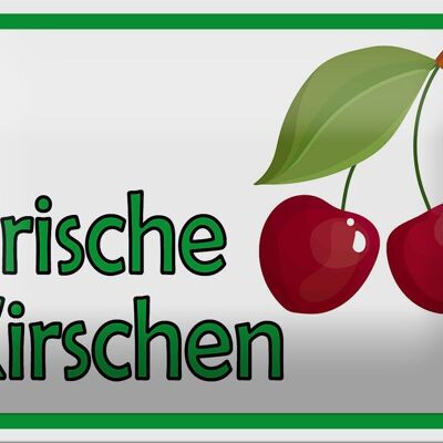 Metal sign notice 18x12cm fresh cherries farm shop decoration