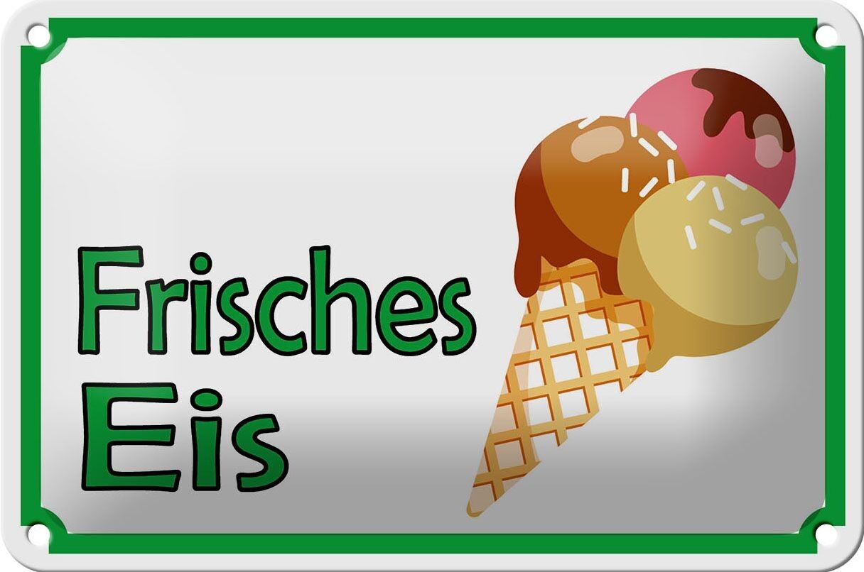 Cartel de chapa aviso 18x12cm decoración venta helado fresco