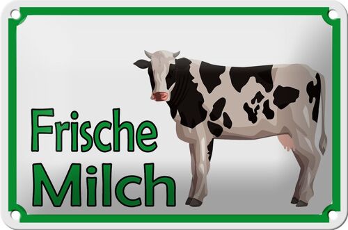 Blechschild Hinweis 18x12cm frische Milch Verkauf Kuh Dekoration