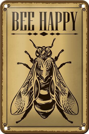 Signe en étain note 12x18cm, décoration d'abeille heureuse, miel, apiculture 1