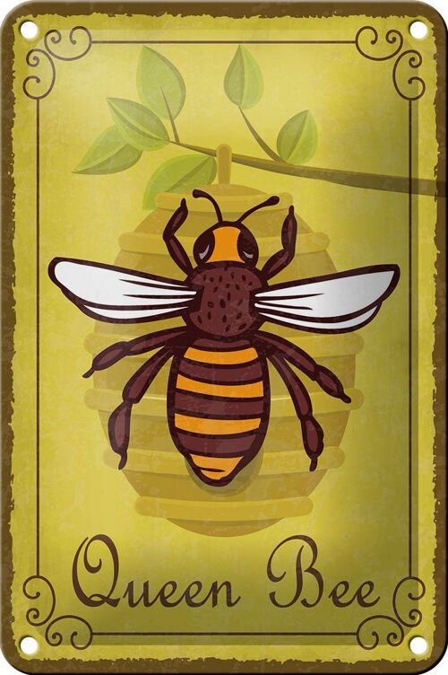 Blechschild Hinweis 12x18cm Queen Bee Biene Honig Imkerei Dekoration