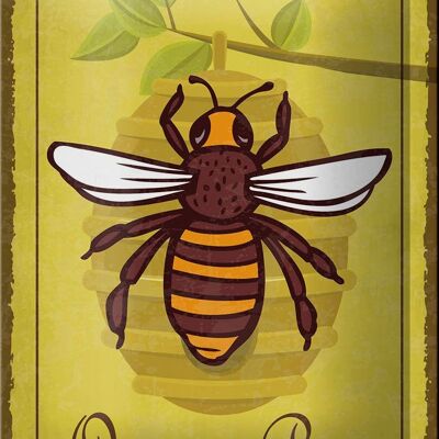 Targa in metallo con avviso, 12 x 18 cm, ape regina, decorazione per apicoltura