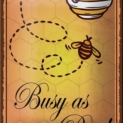 Tin sign saying 12x18cm Busy as a bee bee honey beekeeping decoration tin sig