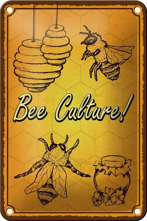 Blechschild Spruch 12x18cm Bee culture Biene Honig Imkerei Dekoration