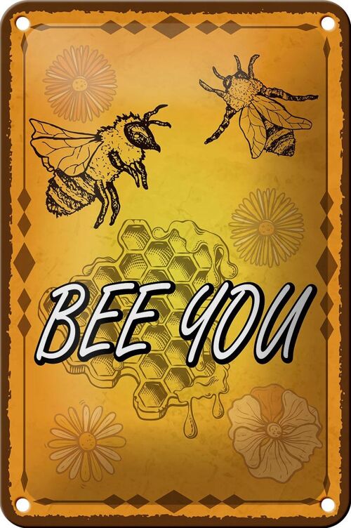 Blechschild Hinweis 12x18cm Bee you Biene Honig Imkerei Dekoration
