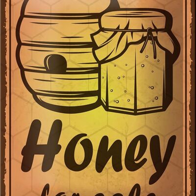 Blechschild Hinweis 12x18cm Honey for sale Honig Verkauf Dekoration