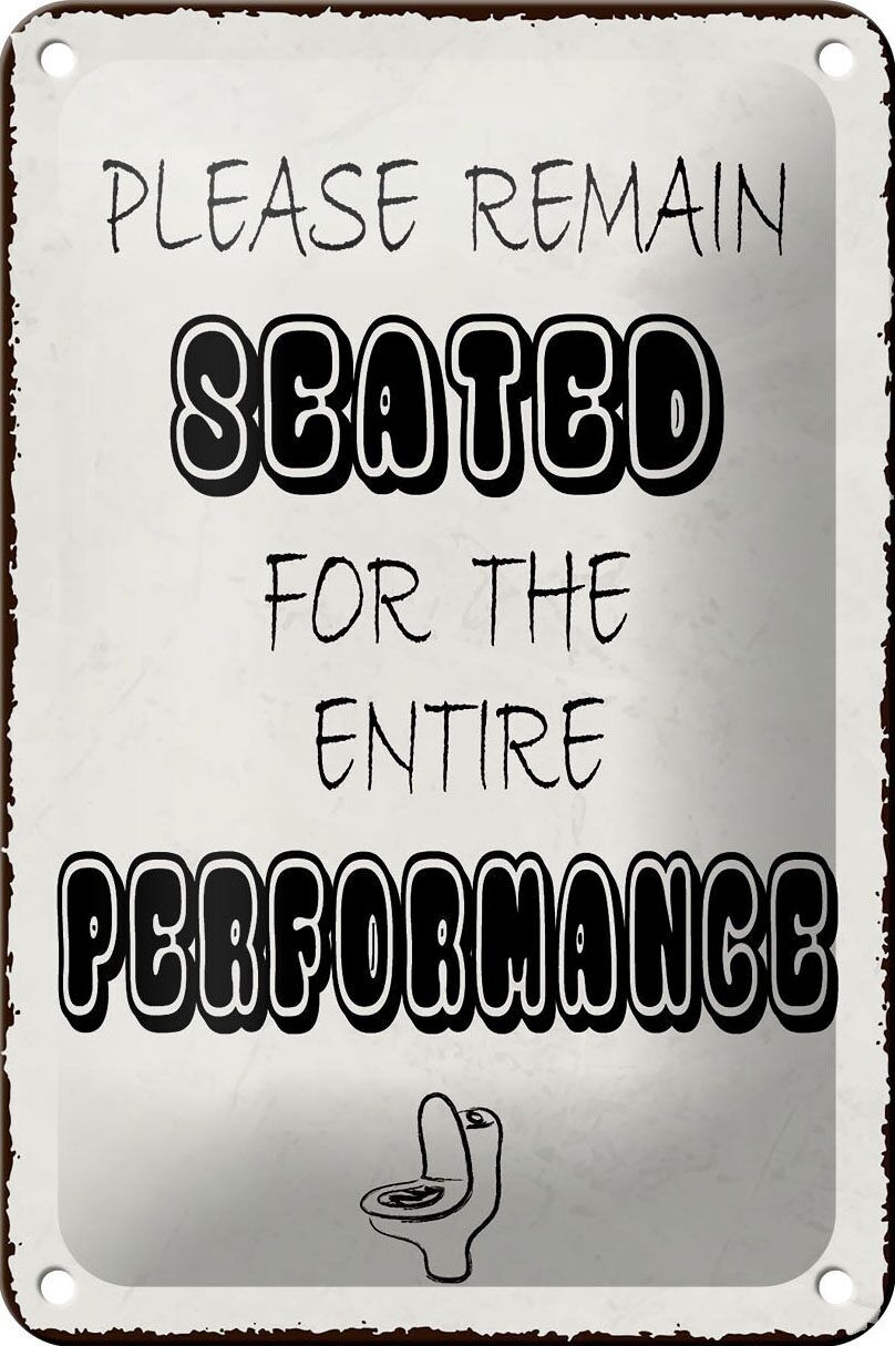 Targa in metallo 12x18 cm con scritta "rimanere seduto" per tutta la decorazione