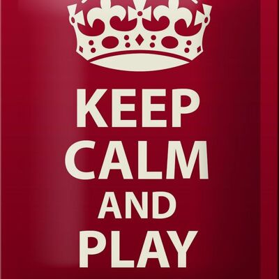 Targa in metallo con scritta "Keep Calm and play Music" decorazione corona 12x18 cm