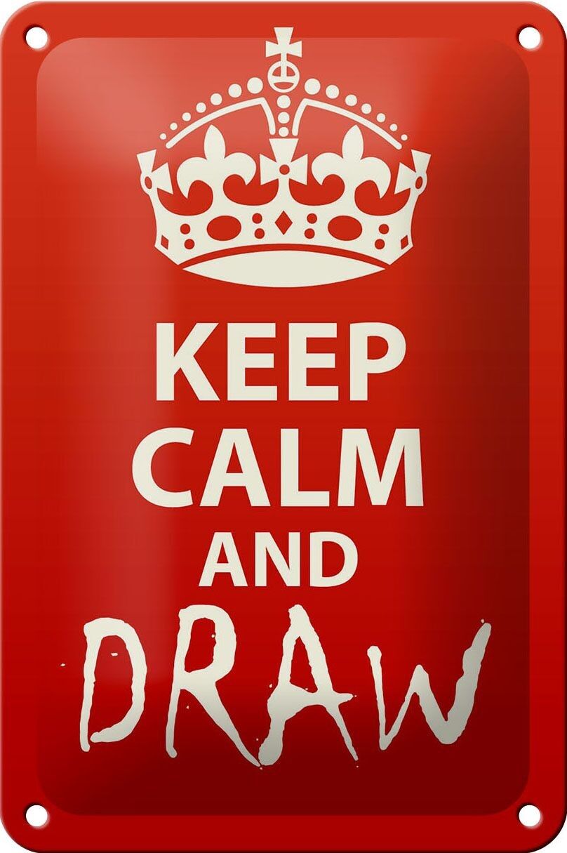 Targa in metallo con scritta "Keep Calm" e disegna decorazioni regalo da 12x18 cm