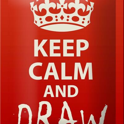 Cartel de chapa que dice 12x18cm Keep Calm and draw decoración de regalo