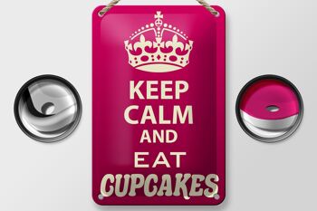 Panneau en étain disant 12x18cm, décoration Keep Calm and eat Cupcakes 2
