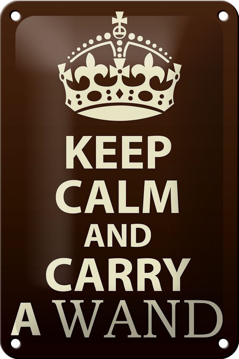 Blechschild Spruch 12x18cm Keep Calm and carry a wand Dekoration