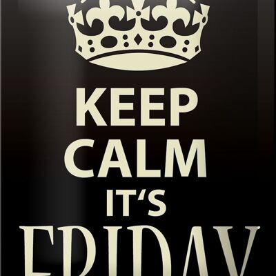 Targa in metallo con scritta "Keep Calm it`s Friday" decorazione regalo 12x18 cm