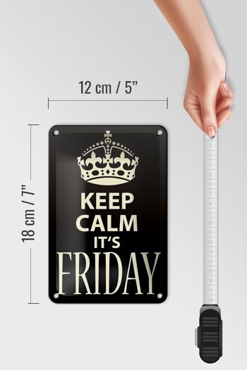 Panneau en étain disant "Keep Calm it's Friday", 12x18cm, décoration cadeau 5