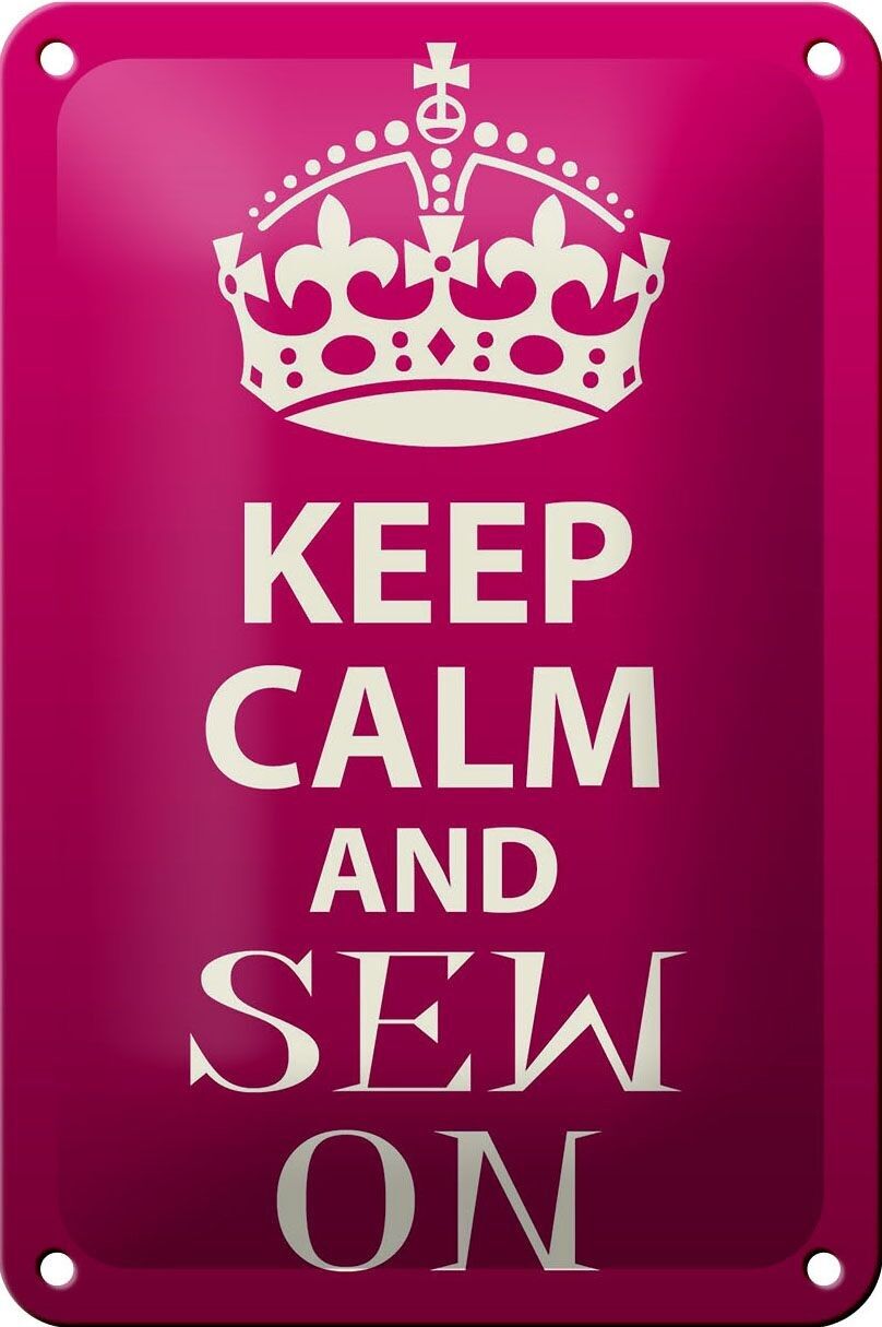 Targa in metallo con scritta Keep Calm 12x18 cm e decorazione regalo da cucire