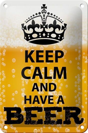 Panneau en étain disant 12x18cm Keep Calm and have a Beer, décoration de bière 1