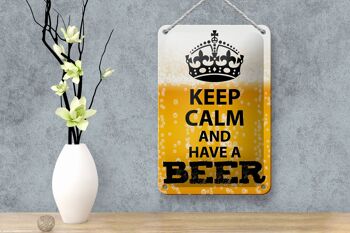 Panneau en étain disant 12x18cm Keep Calm and have a Beer, décoration de bière 4