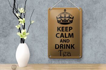 Panneau en étain disant 12x18cm, décoration Keep Calm and Drink Tea 4