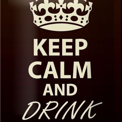 Cartel de chapa con texto "Keep Calm and Drink Coffee" 12x18cm