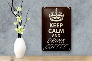 Panneau en étain avec inscription Keep Calm and Drink Coffee, 12x18cm, décoration 4