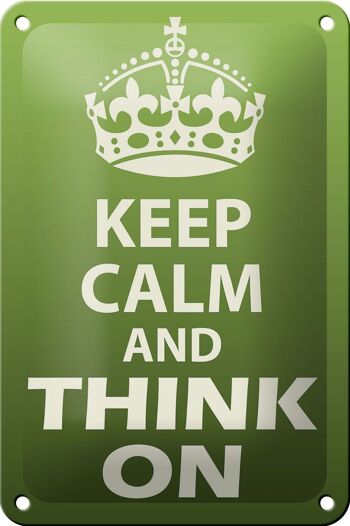 Panneau en étain disant 12x18cm Keep Calm and think on gift decoration 1