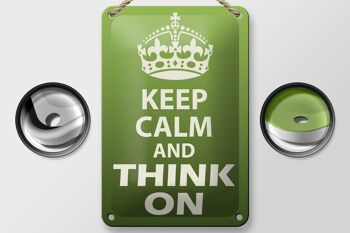 Panneau en étain disant 12x18cm Keep Calm and think on gift decoration 2