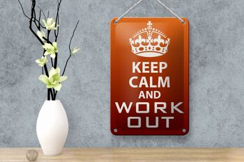 Panneau en étain avec inscription Keep Calm and Work Out, 12x18cm, décoration cadeau 4