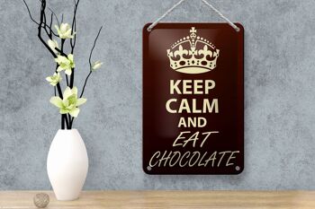 Panneau en étain disant 12x18cm, décoration Keep Calm and eat Chocolate 4