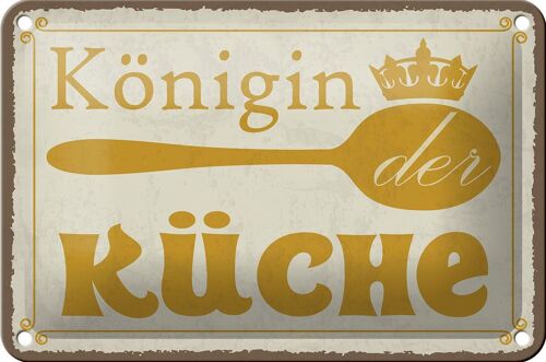 Blechschild Spruch 18x12cm Königin der Küche Krone Dekoration