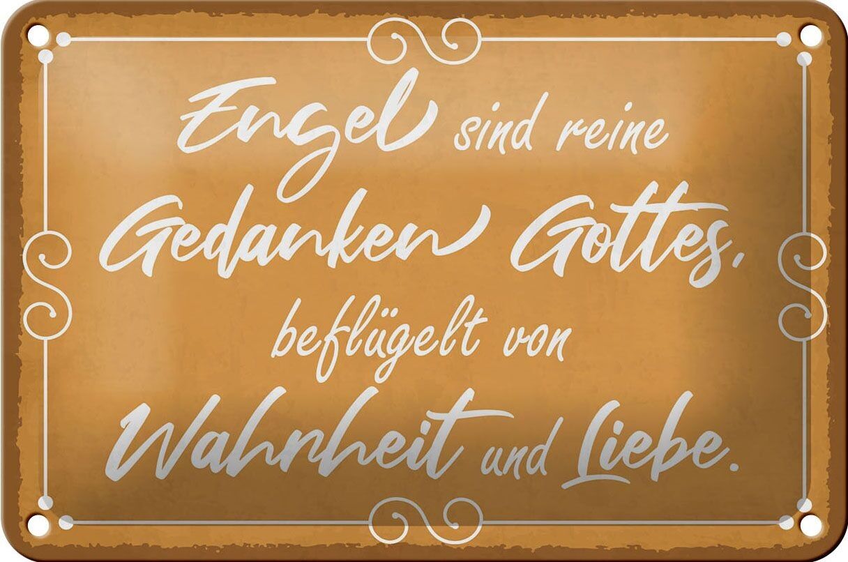 Targa in metallo con scritta "Gli angeli sono pensieri di Dio" decorazione 18x12 cm