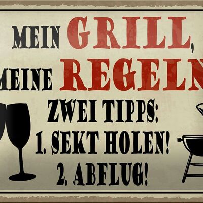 Blechschild Spruch 18x12cm mein Grill meine Regeln 2 Tipps Dekoration