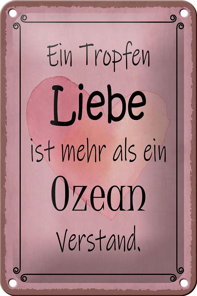 Targa in metallo con scritta 12x18 cm "una goccia d'amore" più che "decorazione dell'oceano".