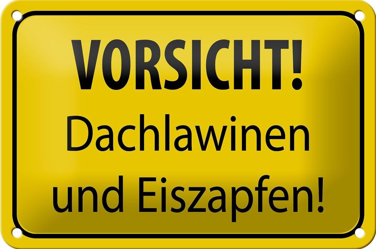 Targa in metallo nota 18x12 cm Attenzione tetto valanghe decorazione ghiaccioli