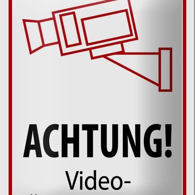 Metal sign notice 12x18cm caution video surveillance decoration