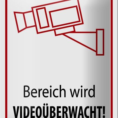 Blechschild Hinweis 12x18cm Bereich wird videoüberwacht Dekoration