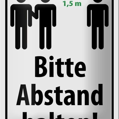 Blechschild Hinweis 12x18cm bitte Abstand halten 1.5 m Dekoration