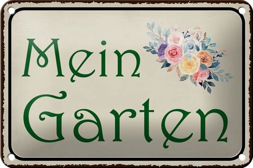 Blechschild Spruch 18x12cm mein Garten Geschenk Dekoration
