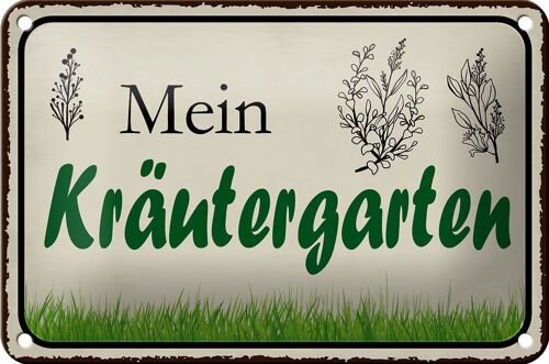 Blechschild Spruch 18x12cm mein Kräutergarten Garten Dekoration